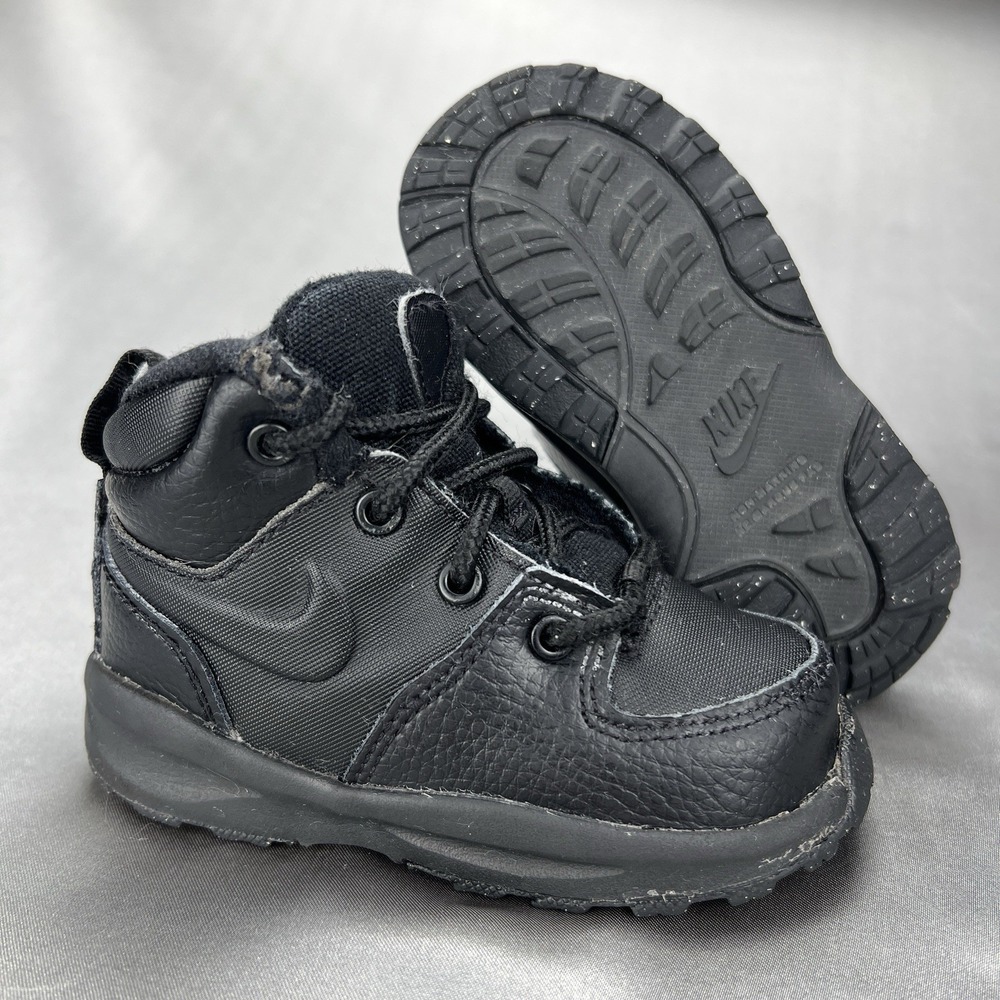 Nike Manoa Leather Toddler Boot Black Lace Up Ankle BQ5374-001 Size 6C‎ Shoes